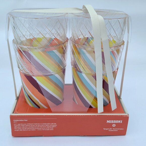 Missoni Target Embossed Highball Plastic Tumblers Set of 4 Retro Striped NEW - Picture 4 of 4